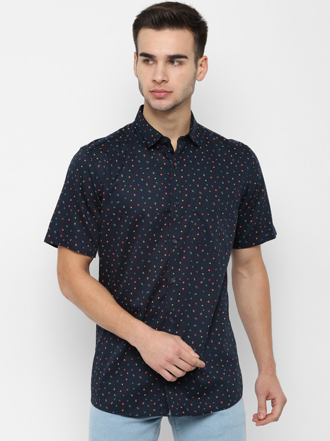 

Allen Solly Men Navy Blue Slim Fit Printed Casual Shirt