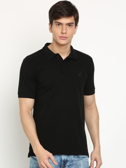 

Crocodile Men Black Solid Polo Collar T-shirt