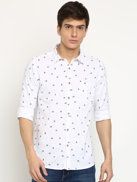 

Crocodile Men White & Grey Slim Fit Printed Casual Shirt