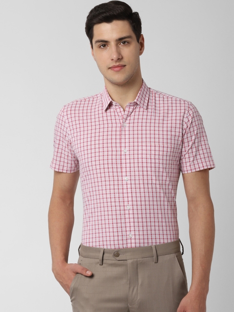 

Peter England Men Red & Off-White Slim Fit Checked Formal Shirt
