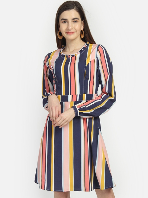 

Yaadleen Women Multicoloured Printed Fit and Flare Dress, Multi