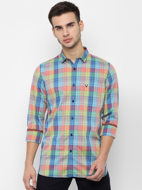 

Allen Solly Men Blue & Yellow Slim Fit Checked Casual Shirt