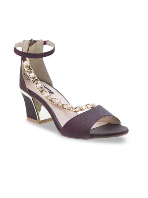 

Sherrif Shoes Women Red & Purple Textured Heels