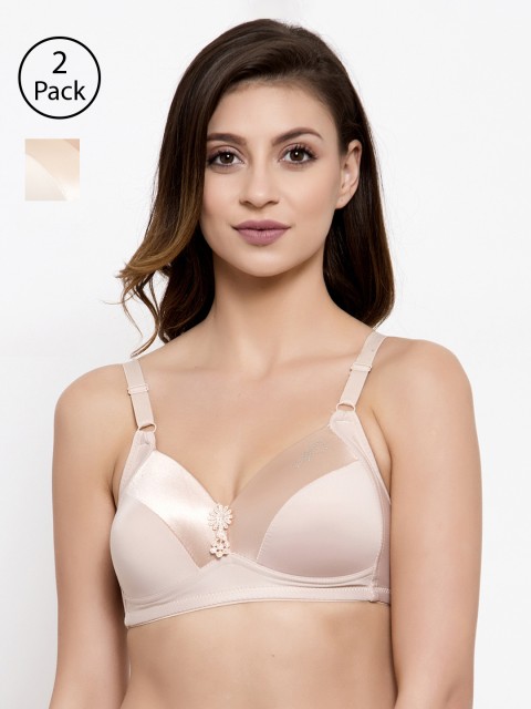 

Friskers Pack of 2 Solid Underwired Lightly Padded Everyday Bras O-707-09-28-34B, Beige