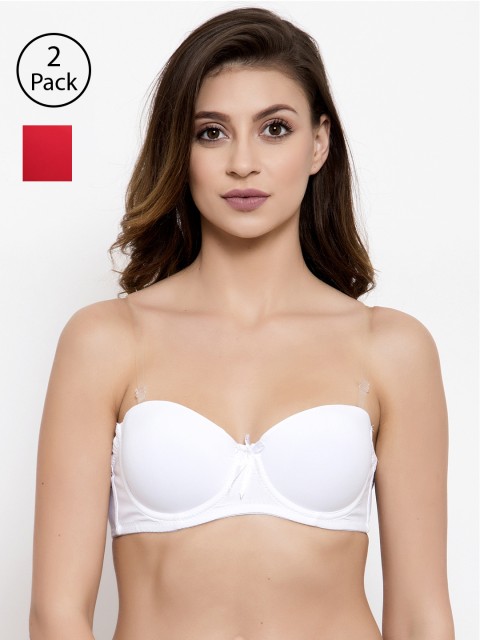 

Friskers Pack of 2 Solid Underwired Lightly Padded Balconette Bras O-990-02-03-32B, Red