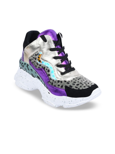 

URBANE Women Purple Printed Synthetic Mid-Top Sneakers
