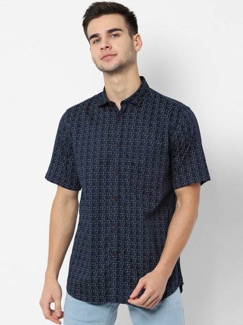 

Allen Solly Men Navy Blue Slim Fit Printed Casual Shirt