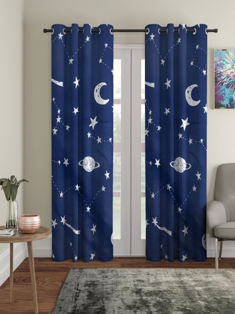 

Cortina Navy Blue Set of 2 Black Out Long Door Curtains