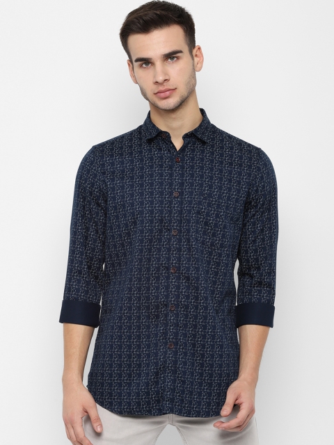 

Allen Solly Men Navy Blue & White Slim Fit Printed Casual Shirt
