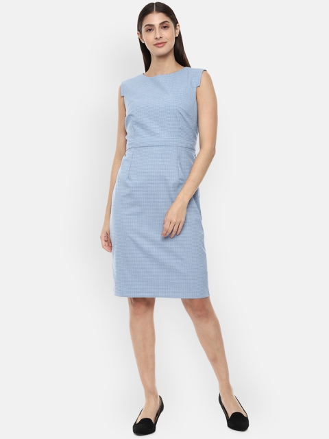 

Van Heusen Woman Women Blue Checked A-Line Dress