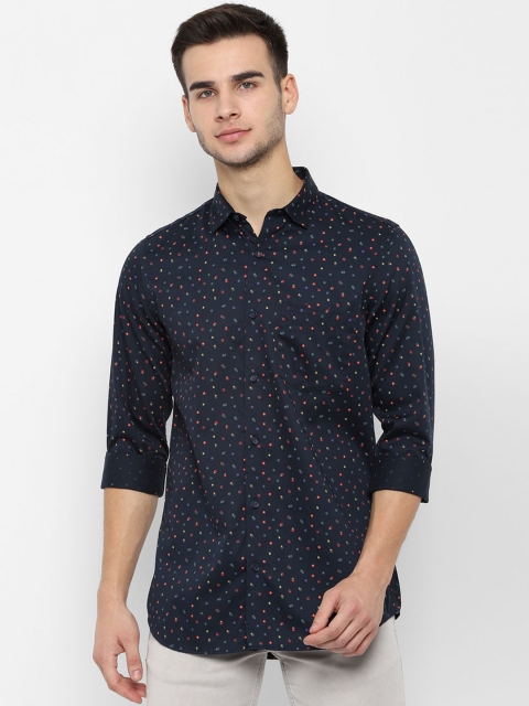 

Allen Solly Men Navy Blue & Red Slim Fit Printed Casual Shirt