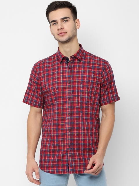 

Allen Solly Men Red & Blue Slim Fit Checked Casual Shirt
