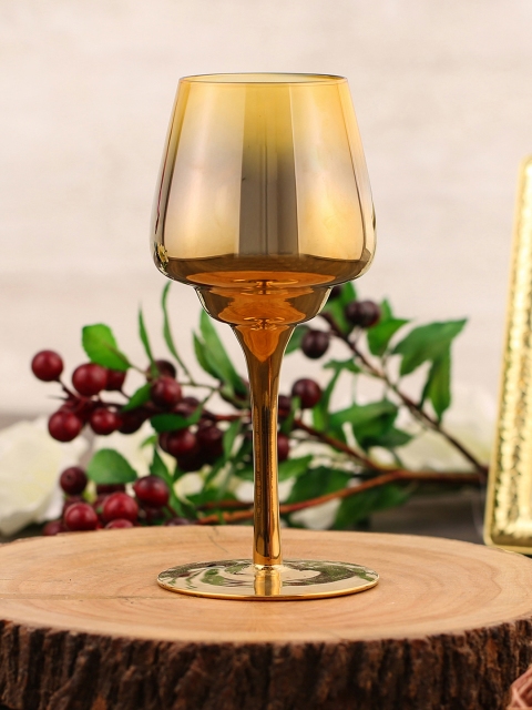 

Pure Home and Living Gold-Toned & Mustard Yellow Ombre Effect Candle Holder with Stem