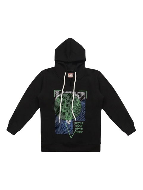 

Lil Tomatoes Boys Black & Green Printed Hooded Sweatshirt
