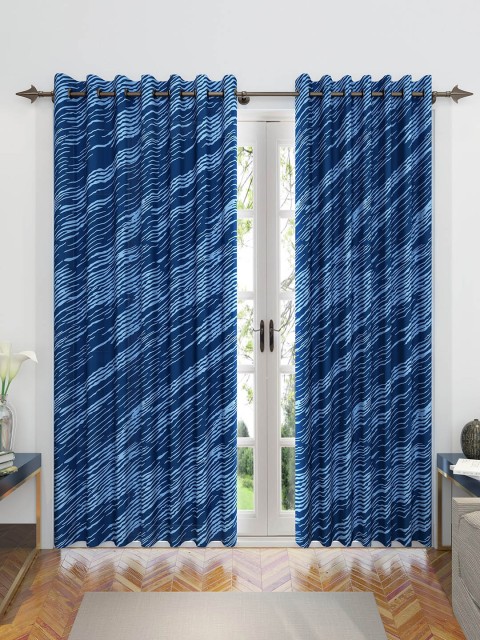 

Divine Casa Navy Blue Set of 2 Printed Door Curtains