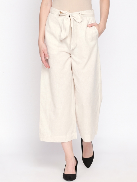 

AKKRITI BY PANTALOONS Women Off-White Regular Fit Solid Culottes