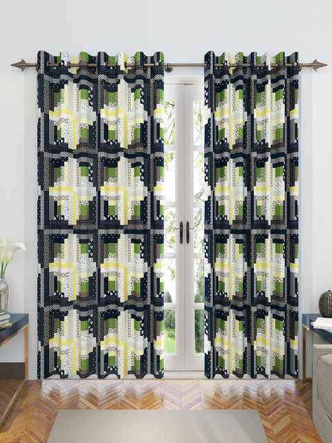 

Divine Casa Set of 2 Green & Yellow Set of 2 Door Curtains