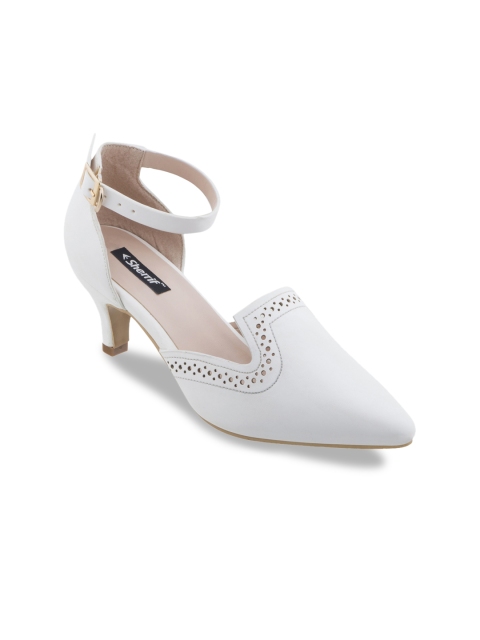 

Sherrif Shoes Women White Solid Kitten Heels