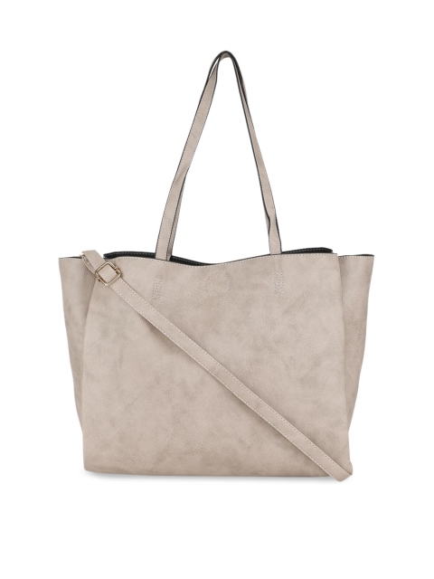 

People Beige Solid Oversized Tote Bag