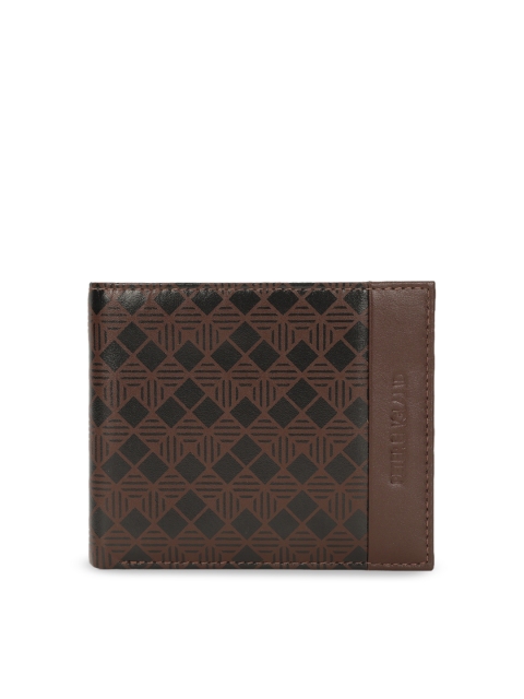 

Peter England Men Brown Printed Two Fold Leather Wallet