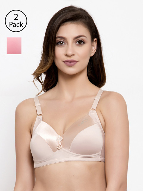 

Friskers Pack of 2 Solid Underwired Lightly Padded Everyday Bras O-707-09-15-34B, Pink