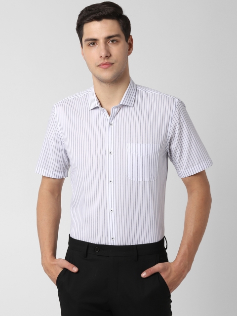 

Peter England Men White & Navy Blue Regular Fit Striped Formal Shirt