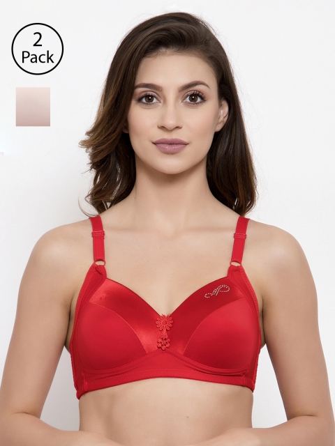 

Friskers Pack of 2 Solid Underwired Lightly Padded Everyday Bras O-707-03-09-34B, Pink