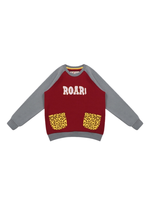 

Lil Tomatoes Boys Grey & Maroon Printed Sweatshirt