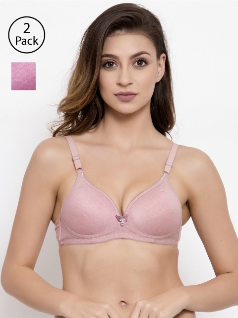 

Friskers Pack of 2 Solid Non-Wired Lightly Padded Push-Up Bras O-2039-16-21, Mauve
