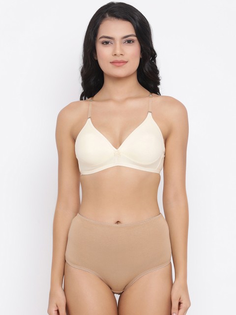 

Clovia Women Beige & Cream-Coloured Solid Lingerie Set COMBBP62732B