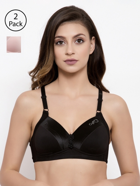 

Friskers Pack of 2 Solid Underwired Lightly Padded Everyday Bras O-707-01-21, Black