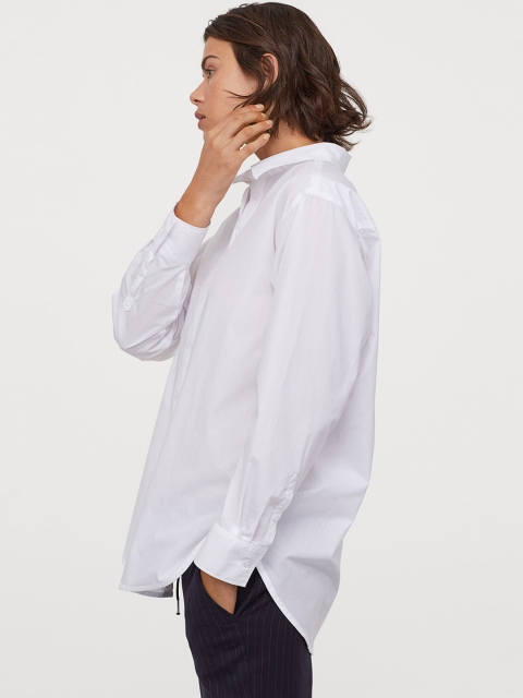

H&M Women White Solid Oversized Cotton Shirt