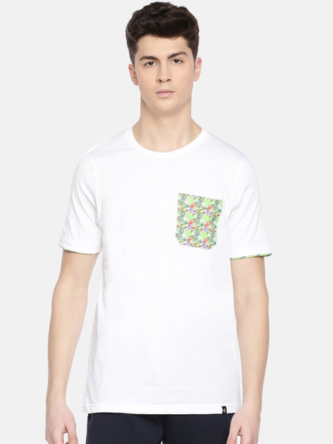 

Dollar Bigboss Men White & Green Solid Lounge Tshirt