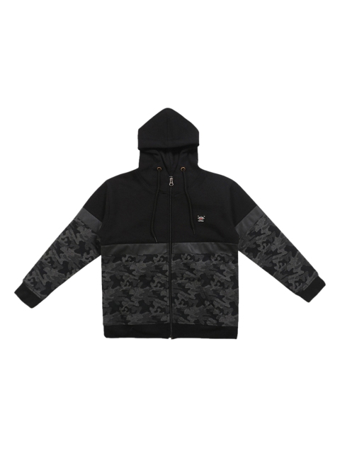 

Lil Tomatoes Boys Black & Grey Camouflage Printed Hooded Sweatshirt
