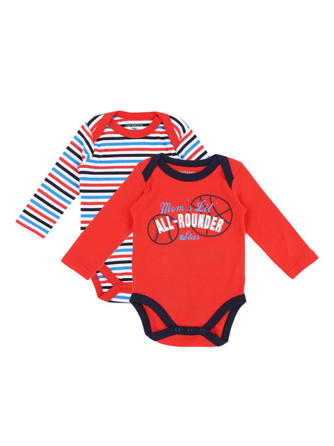 

Pantaloons Infant Boys Pack of 2 Bodysuits, Red