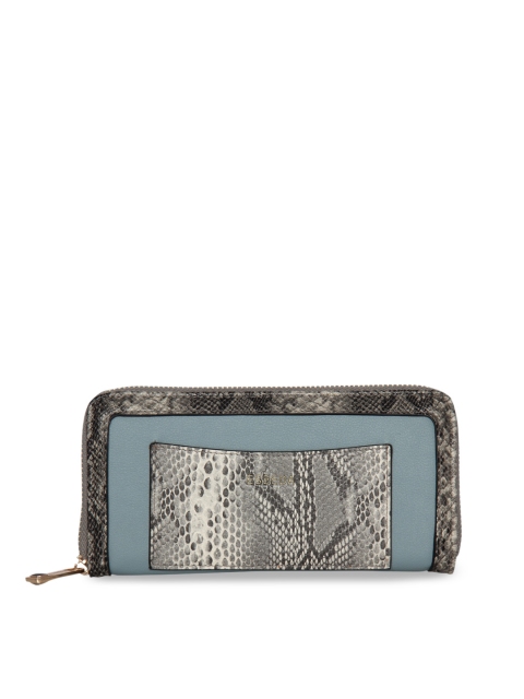 

ESBEDA Women Blue & Grey Snakeskin Print Zip Around Wallet
