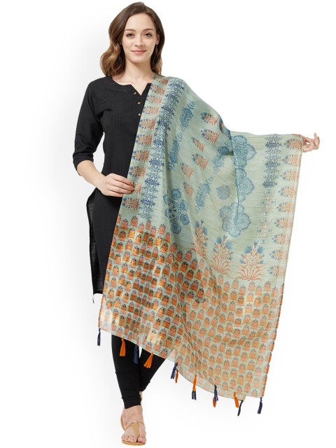 

Faserz Blue & Orange Printed Dupatta