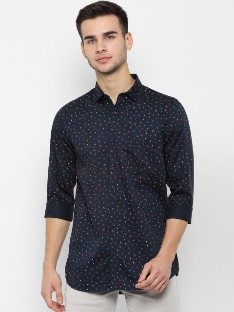 

Allen Solly Men Navy Blue & Red Slim Fit Printed Casual Shirt