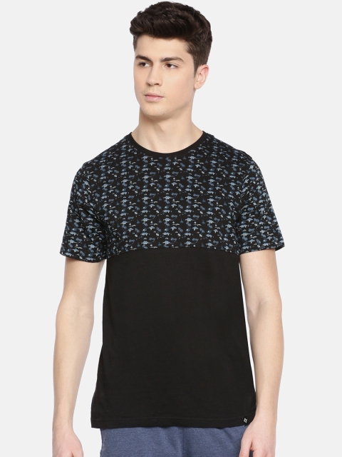 

Dollar Bigboss Men Black & Blue Printed Lounge T-Shirt