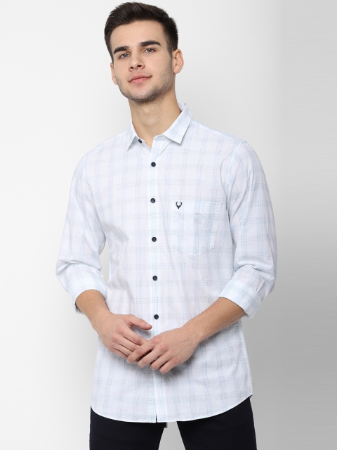 

Allen Solly Men White & Blue Slim Fit Checked Casual Shirt