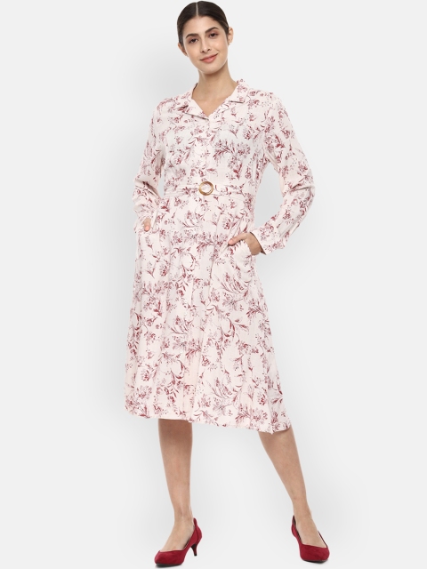 

Van Heusen Woman Women Cream-Coloured Printed A-Line Dress