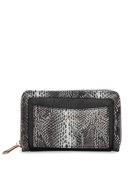 

ESBEDA Women Black Snakeskin Print Zip Around Wallet