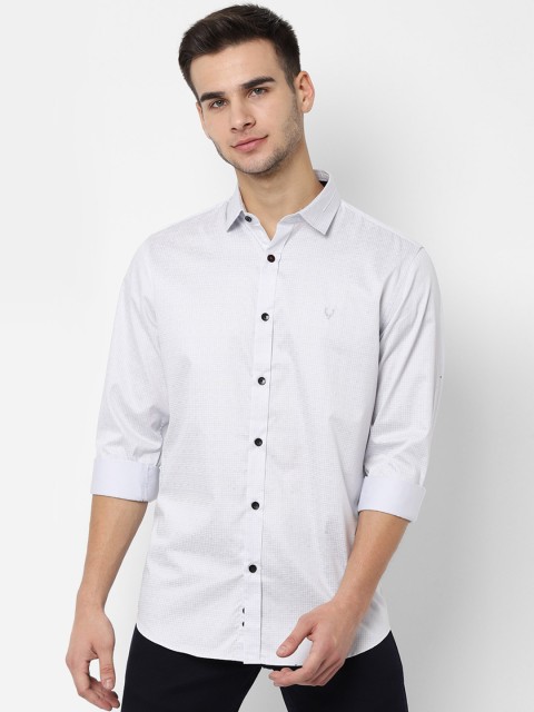 

Allen Solly Men Grey & White Slim Fit Printed Casual Shirt