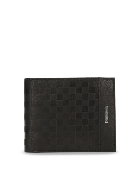 

Peter England Men Brown Textured Two Fold Leather Wallet