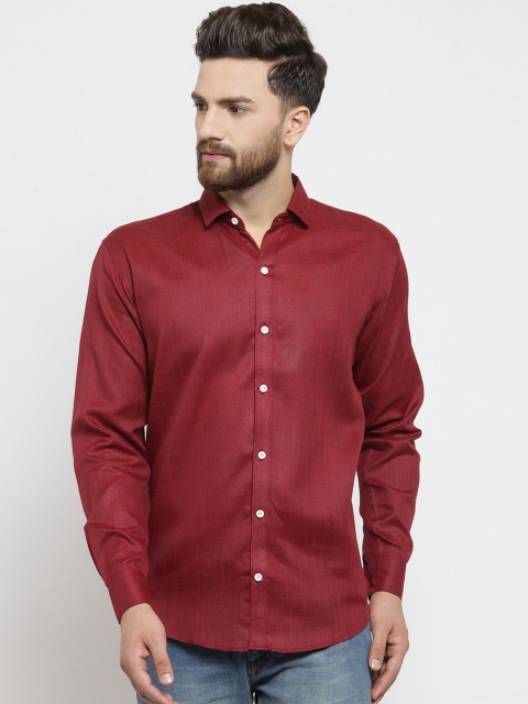 

JAINISH Men Maroon Classic Regular Fit Solid Casual Shirt