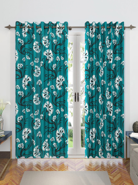 

Divine Casa Turquoise Blue & White Set of 2 Door Curtains