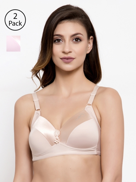 

Friskers Pack of 2 Solid Underwired Lightly Padded Everyday Bras O-707-09-10, Pink