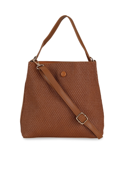 

People Brown Textured Shoulder Bag