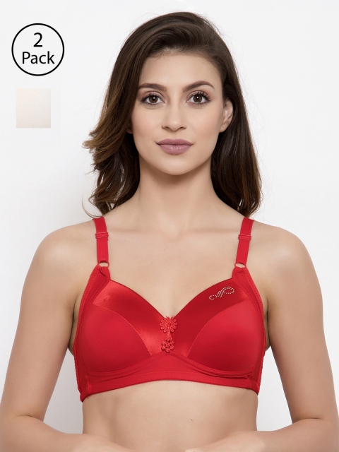 

Friskers Pack of 2 Solid Underwired Lightly Padded Everyday Bras O-707-03-28-34B, Off white