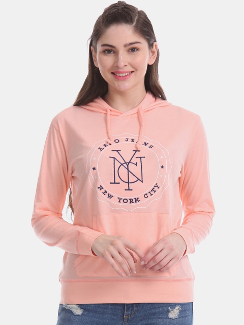 

Aeropostale Women Pink Printed Hooded Sweatshirt